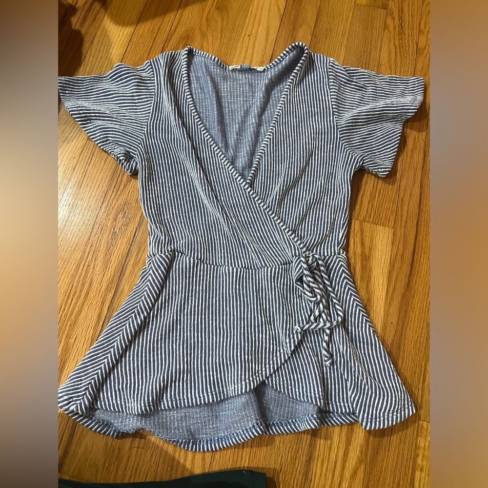 Blue and white blouse